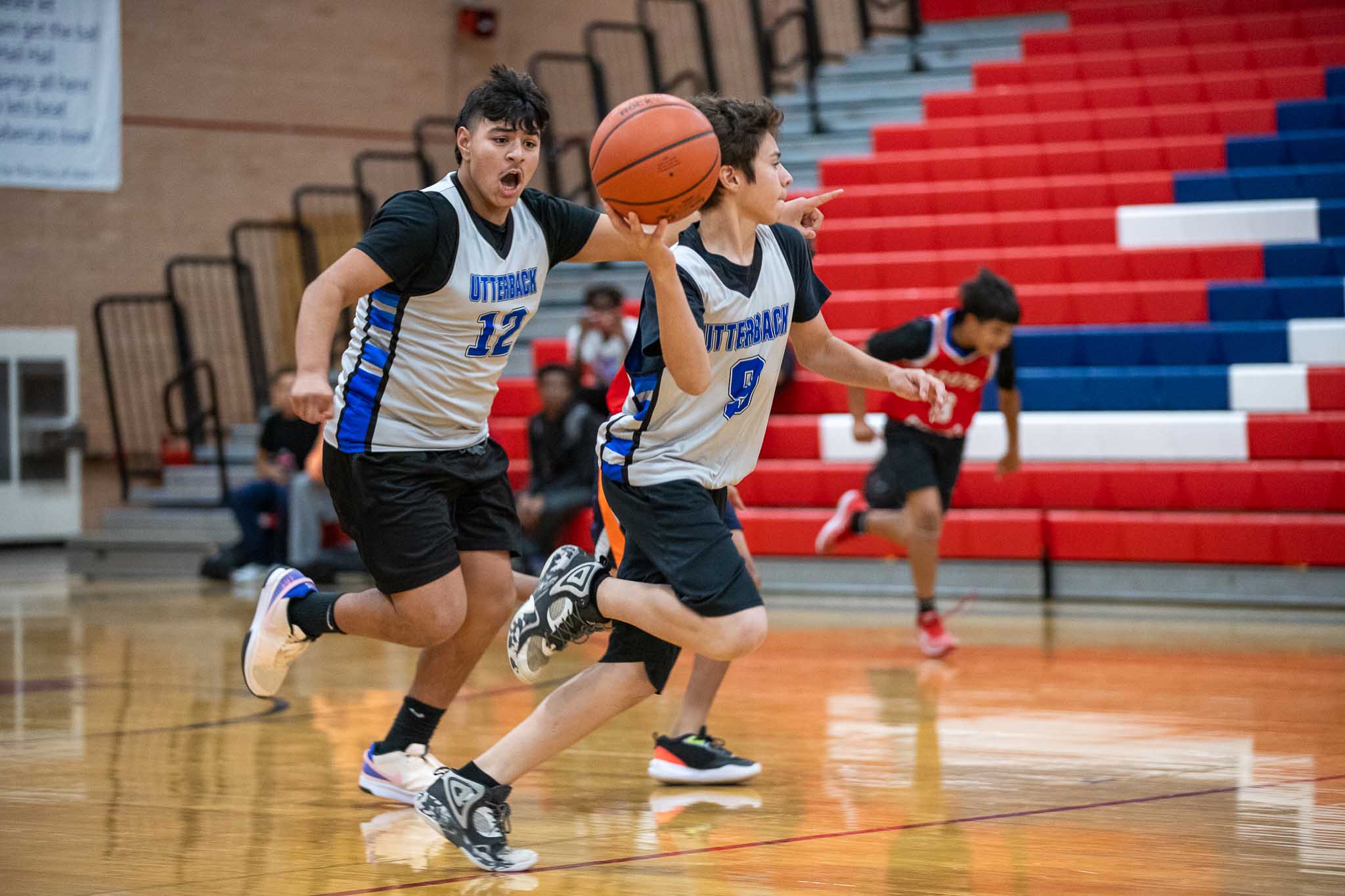 An Utterback player gets ready to pass the ball to a teammate